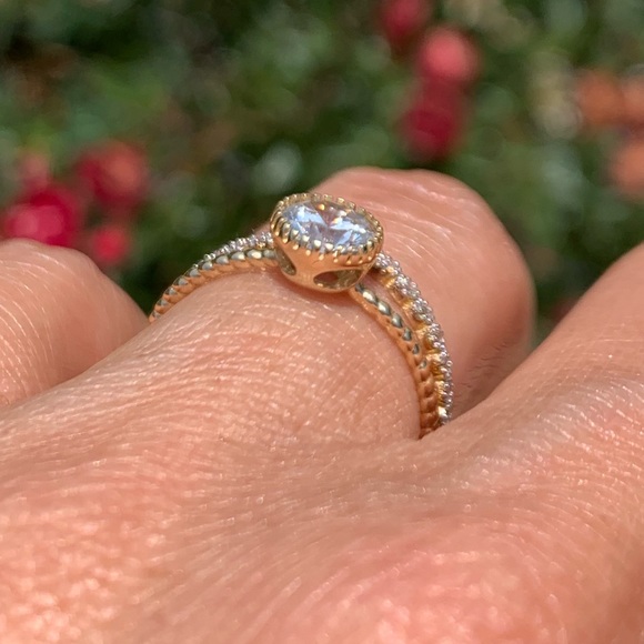 14k yellow gold engagement ring Wedding band Size 7 - Picture 6 of 8